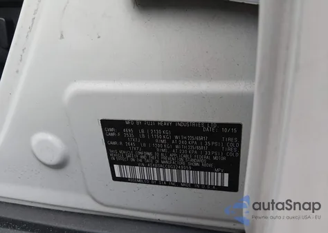 2016 Subaru Outback 2.5I Premium z USA, uszkodzony, nr VIN 4S4BSACC0G3249059